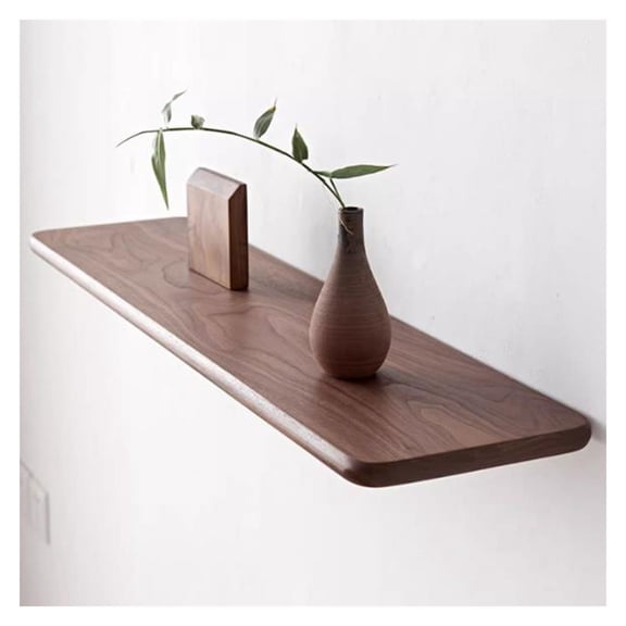 Floating Shelves Wall Mounted, Solid Walnut Wooden Wall Shelves, Wood Floating Shelves Wall Display Rack Shelf for Home Decor, Living Room, Bedroom Kitchen