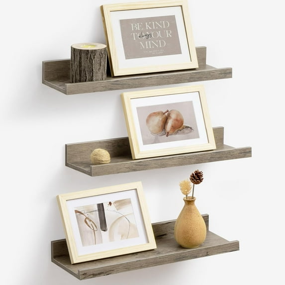 Floating Shelves for Wall - Picture Ledge Shelf Set of 3 - Rustic Picture Shelf for Wall with Ledge - 16 Inch Floating Shelves with Lip - Photo Ledge - Nursery Bookshelf