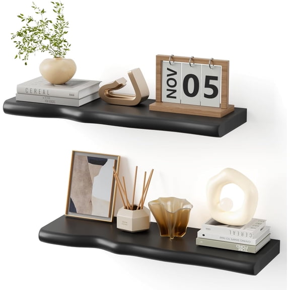 Floating Shelves for Wall Rustic Farmhouse 24 Inch Floating Shelf Bathroom Wooden Shelves for Wall Mounted Live Edge Pine Wall Shelf with Unique Natural Grain for Living Room Bedroom Kitchen