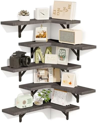 Floating Shelves for Wall, Rustic Wood Wall Mounted Corner Shelf for ...