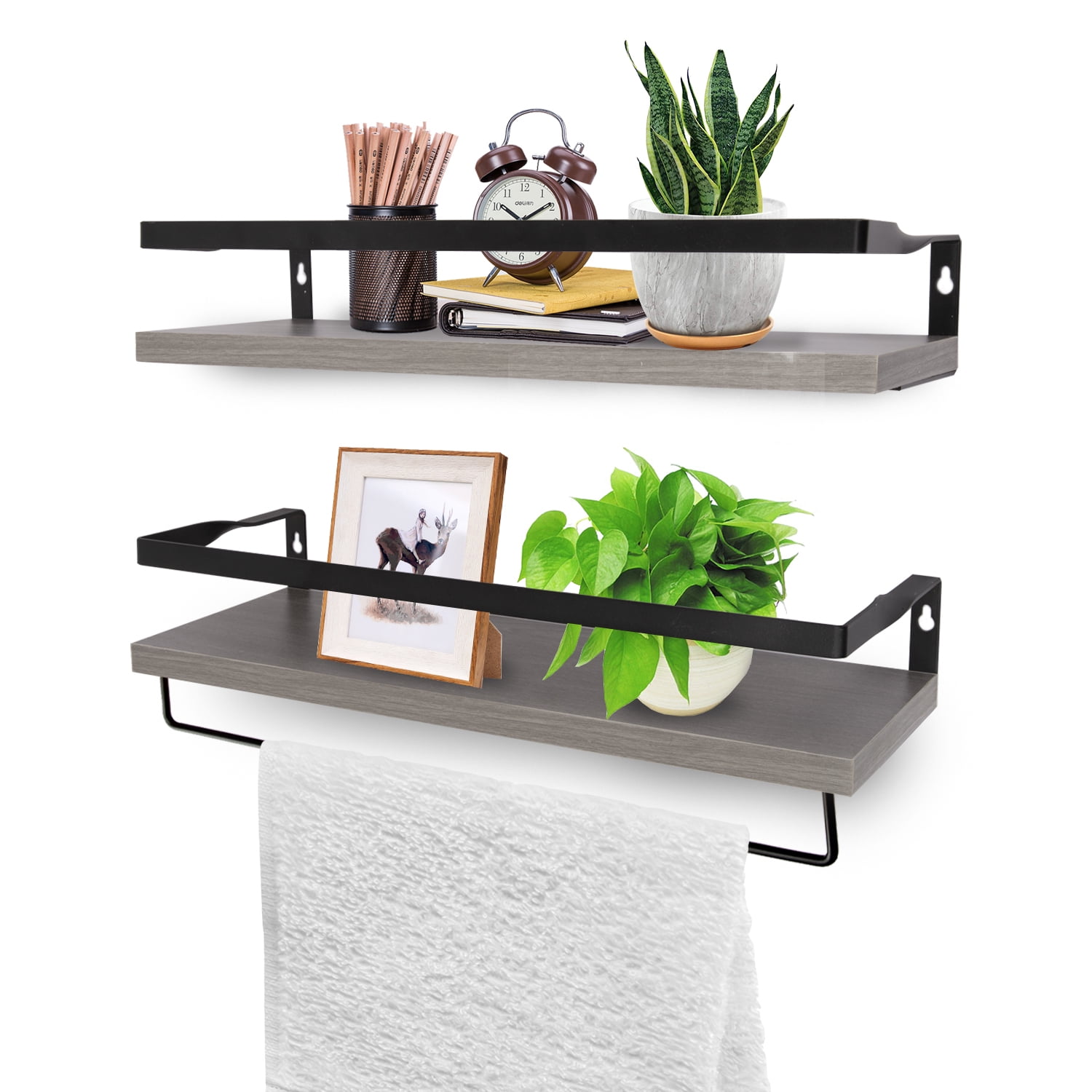 Floating Shelves, Antique Wall Shelves Set Of 2, Length 42cm, Removable  Towel Rack, Wall Mounted Shelves For Bathroom, Living Room, Bedroom,  Kitchen E