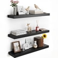 thumbnail image 1 of Floating Shelves For Wall Set Of 3 Black Wood Mounted  23.6 X 6.3 Inch Rustic Display Storage With Invisible Brackets Bedroom Bathroom Living Room Kitchen, 1 of 8