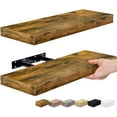 thumbnail image 1 of Floating Shelves for Wall - Set of 3 White Wood Wall Shelves for Living Room, Kitchen, Bedroom, Bathroom Storage - 16" Book Shelf for Wall Decor, Home Decor, Farmhouse, Frames & Trophy Display, 1 of 5