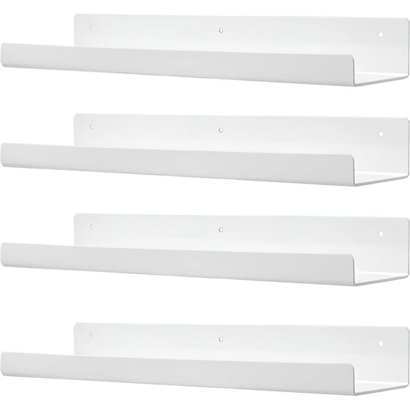 Floating Shelves,Wall Shelves for Book,White Floating Shelves,Acrylic Shelves,Self Adhesive Shelf,Display Storage No Drill Shelf for Bathroom,Bedroom,Kitchen,Living Room,Nursery,Office (30cm-4pcs)