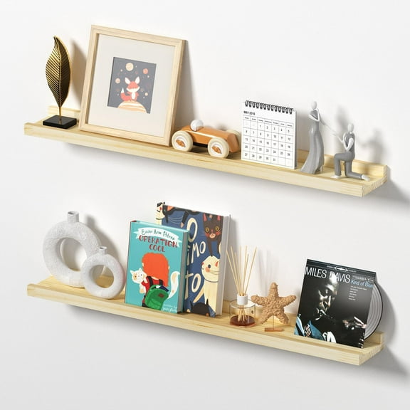 Floating Shelves for Wall, Solid  Floating Shelf with  for Bedroom, Living Room, Kitchen,  Wall Mounted Storage Shelves for Room Decor Organizers Set of