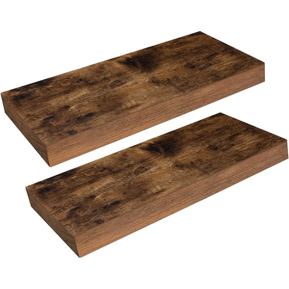 Floating Shelves for Wall, Wall Mounted Shelf Set of 2, 15.7" Hanging with Invisible Brackets, Decor Storage in Bathroom Bedroom Kitchen Living Room Office, Rustic Brown BF40BJ01