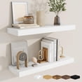 thumbnail image 1 of Floating Shelves for Wall, Wall Mounted Wood Floating Shelf with Invisible Brackets for Living Room, Bathroom, Bedroom, Kitchen Storage and Decor, 24 Inch Set of 2, White, 1 of 8