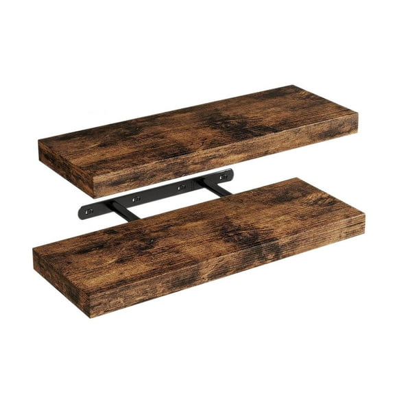Floating Shelves for Wall, 2 Pack Wood Mounted Shelves for Room Decor 15.7*5.8 Inch, Wall Shelves for Bathroom, Living Room, Bedroom, Kitchen, Brown