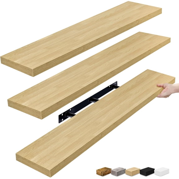 Floating Shelves for Wall 48 Inch Maple Wood 3 Pack
