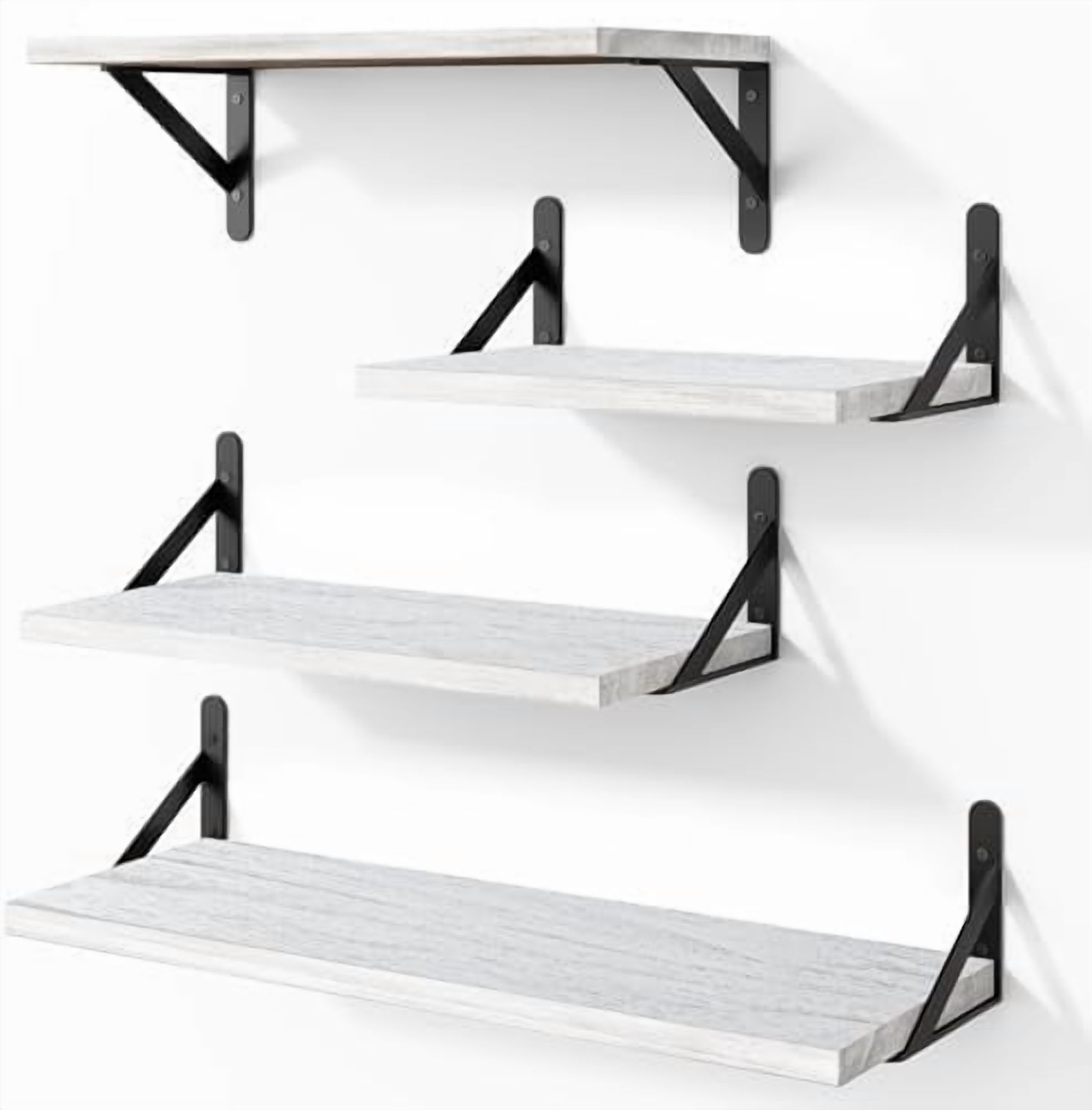 Floating Shelves for Wall, Different Sizes Rustic White Wall Shelves for Living Room, Bathroom, Bedroom, Kitchen, Home Decor (Set of 4)