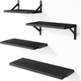 thumbnail image 1 of Floating Shelves for Wall, Different Sizes Walnut Red Brown Wall Shelves for Living Room, Bathroom, Bedroom, Kitchen, Home Decor (Set of 4), 1 of 7