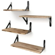 Tomnk Woo Floating Shelves for Wall Set of 4 in Light Carbonized Brown, Large