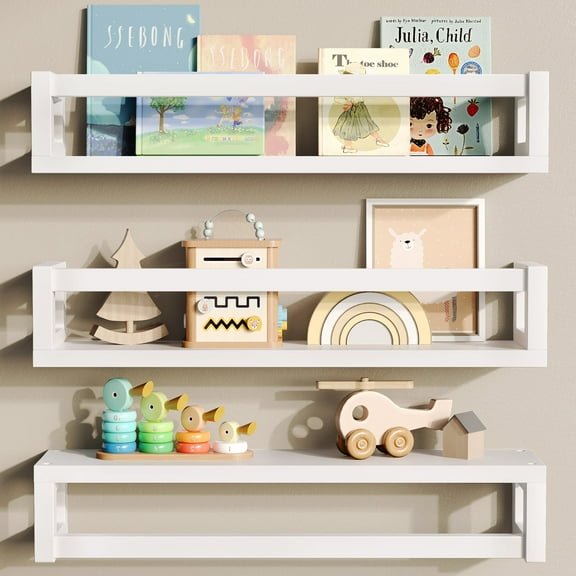 Floating Shelves for Wall - Nursery Bookshelf, Versatile Wall-Mounted Kids Book Shelf for Room Decor, Ideal for Books, Toys, Spice Rack