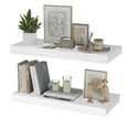 thumbnail image 1 of Floating Shelves for Wall White 17 inch Natural Wood Shelves for Home Decor, Set of 2, 1 of 9