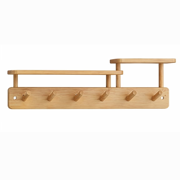Floating Shelves with Hooks,Coat Rack Shelf Wall Mounted,Wood Coat Rack,for Bedroom, Living Room, Bathroom, Kitchen, Picture Ledge,with 8 Hooks