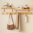 thumbnail image 1 of Floating Shelves with Hooks,Coat Rack Shelf Wall Mounted,Wood Coat Rack,for Bedroom, Living Room, Bathroom, Kitchen, Picture Ledge,with 8 Hooks, 1 of 6