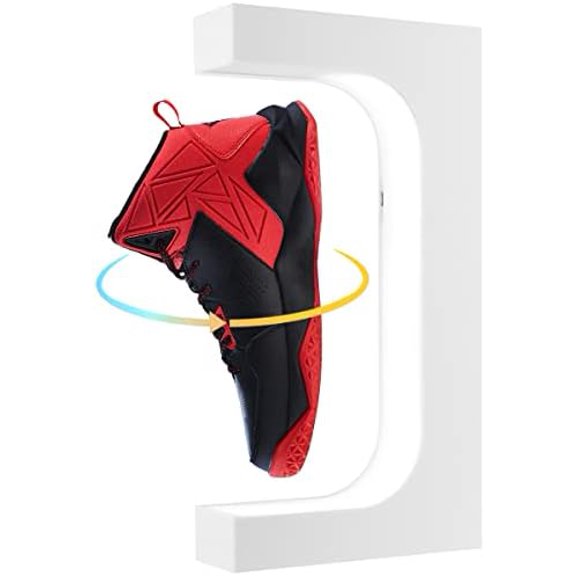 Floating Shoe Display, Levitating Shoe Display Stand Holder with LED Light Rotating Magnetic Levitation Sneaker Rack for Gift, Home Decor, Shoes Collectors, Shop Advertising Exhibition