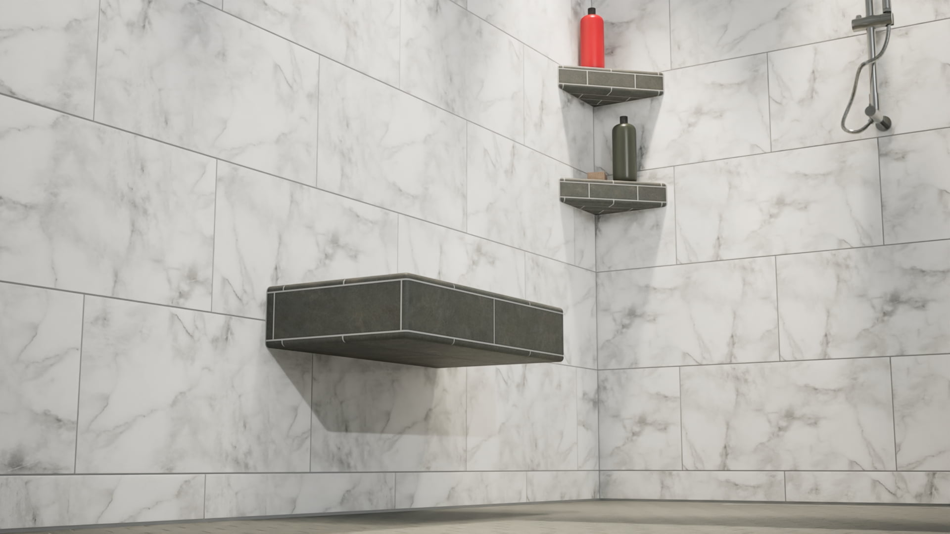 Floating Shower Bench Kit with GoBoard® - Original Shower Bench Bracket ...