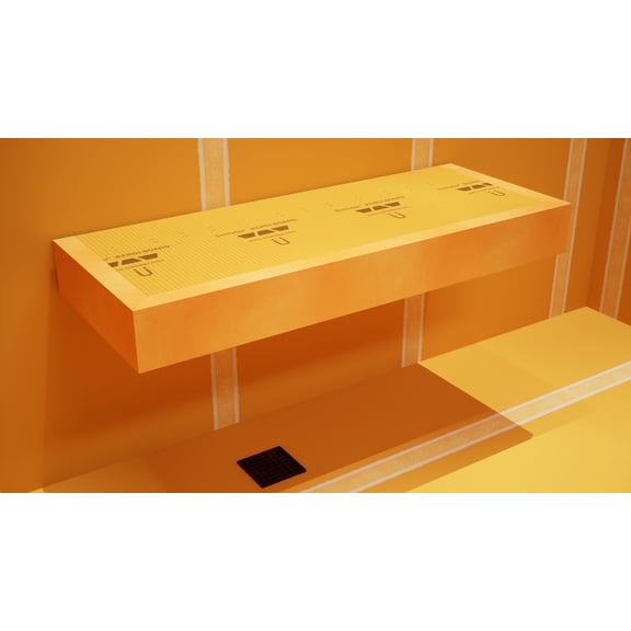 The Original Floating Shower Bench Kit with Orange Waterproof Board and Original Shower Bench Bracket (10.25x36")