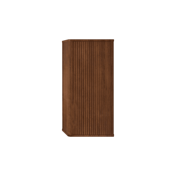 Floating Side Cabinet, Walnut Bathroom Storage - Wall Mounted, Striped Design, Pre-assembled, Small Space Saver