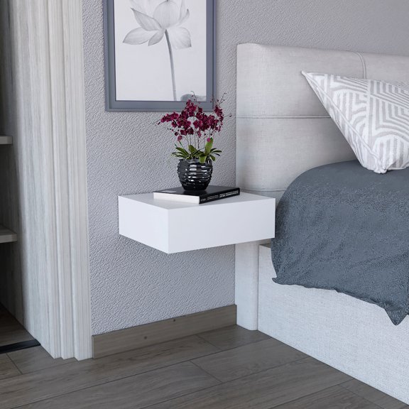 Floating Side Table / Spacious Drawer for Bedroom Storage