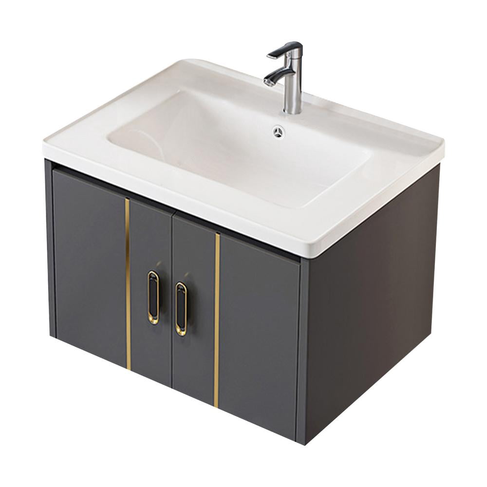 Floating Sink Bathroom Vanity 24 Inch Bathroom Sink Cabinet Modern Vanity with Ceramic Sink for Bathroom Restroom Offices Home compatible