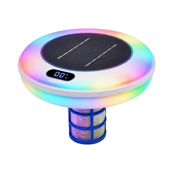 Floating Solar Pool Ionizer for Above Ground and Inground Pools, Pool Care Accessory with Solar Top Disc and Color Light Accent for Backyard Use