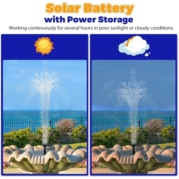 Floating Solar Pump: Vertical Fountain For Bird Baths, Outdoor Gardens