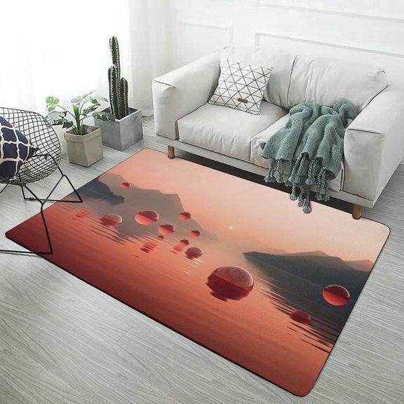 Floating Spheres at Sunset Carpet Non-slip Soft Comfy Floor Rug Kitchen Bedroom Entrance Doormat Mats