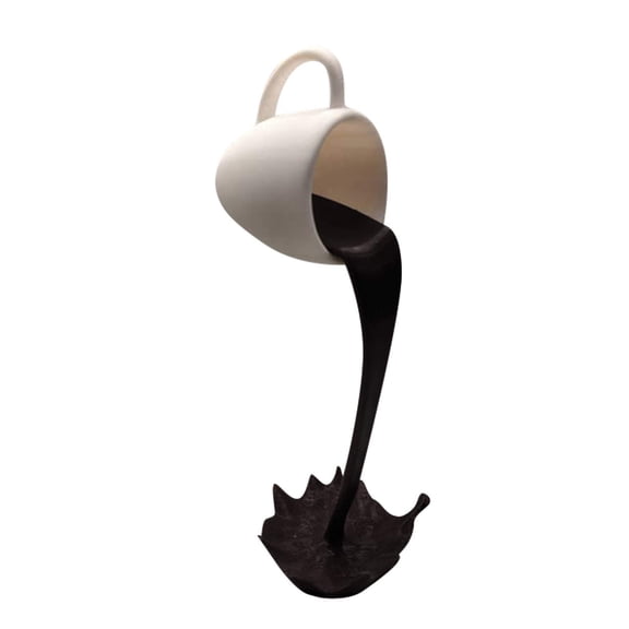 Floating Spilling Coffee Cup, Magic Pouring Splash Cafe Novelty Funny Coffee Mug Sculpture, Floating Coffee Cup Art Decoration for Home Decor Coffee Lover (Black)