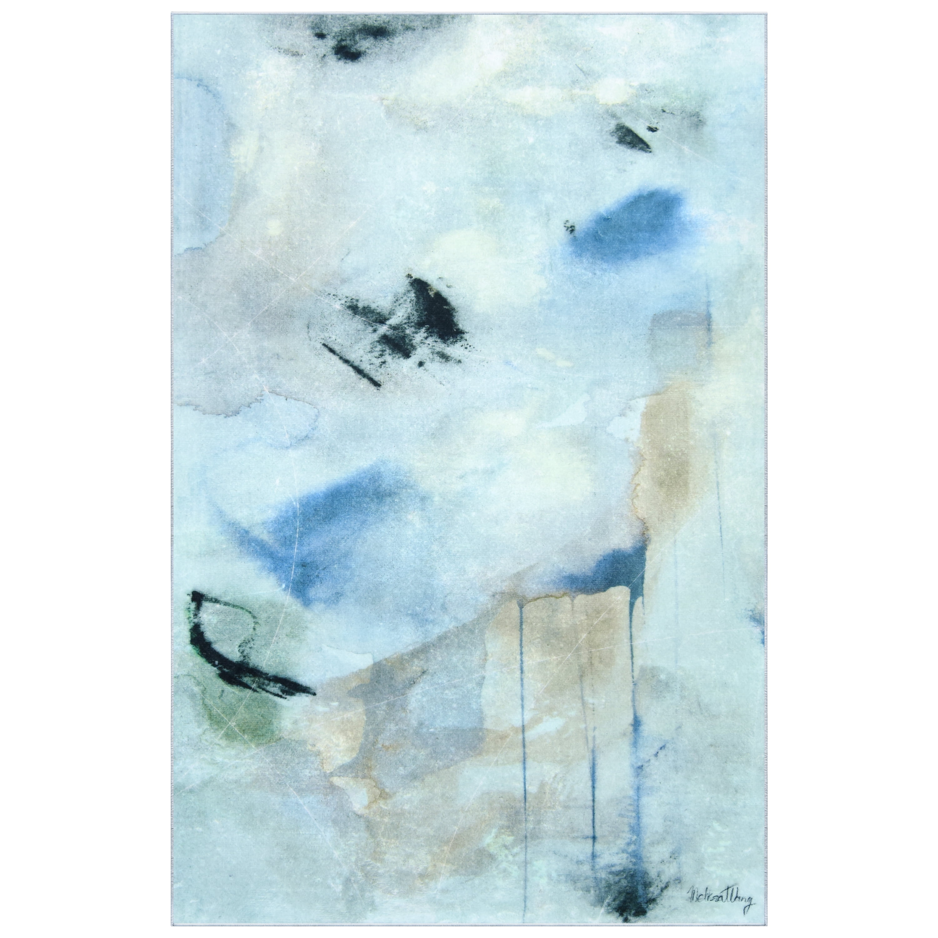 Floating Stars, 5'x8' Hand Washable Abstract Art Area Rug