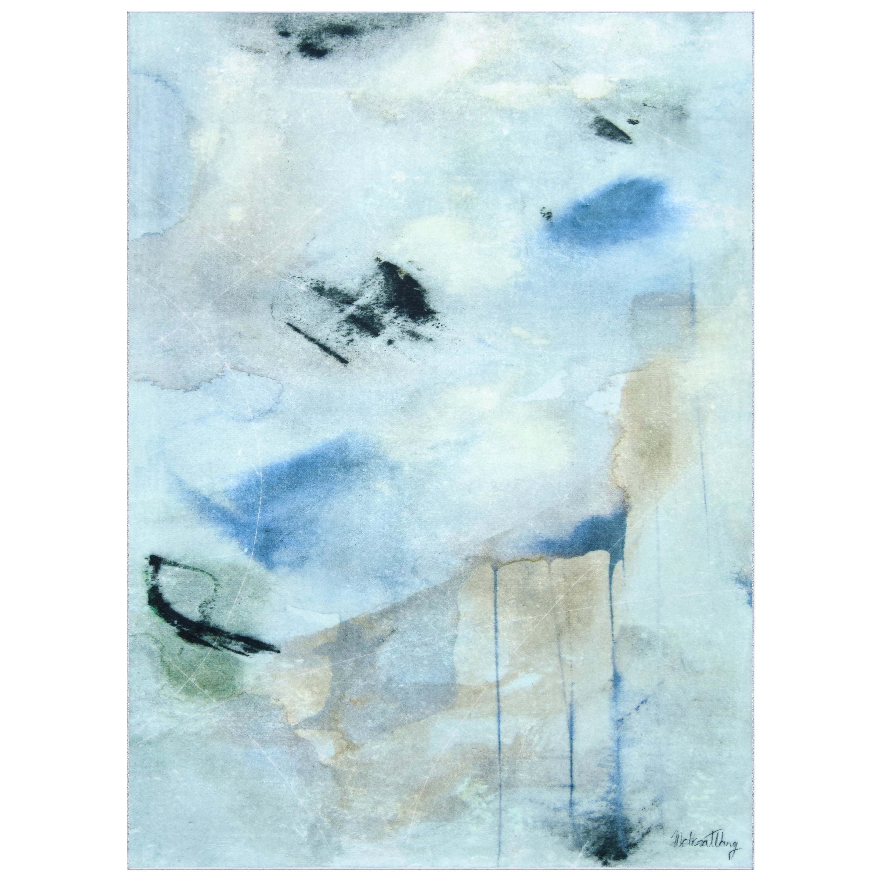 Floating Stars, 8'x10' Hand Washable Abstract Art Area Rug