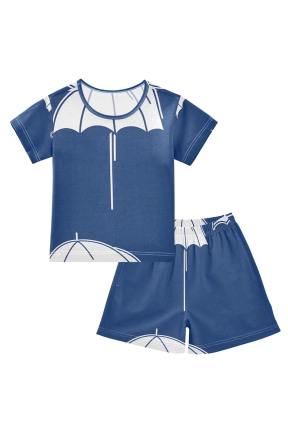 Floating Summer Pajama Set Soft Cotton Short Sleeve Sleepwear 2PCS Pajama Sets Breathable Lounge Set Size 6Y