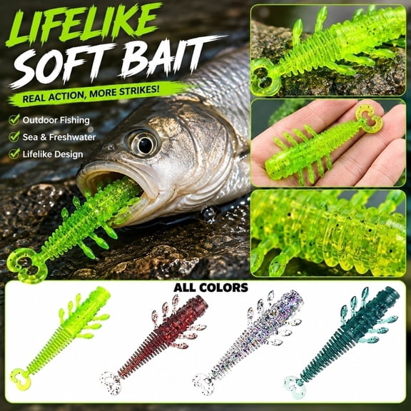 Floating TPE Soft Fishing Lure with Attractant Shrimp Stickbait Artificial Bait High Elastic Bionic Lure for Bass Trout