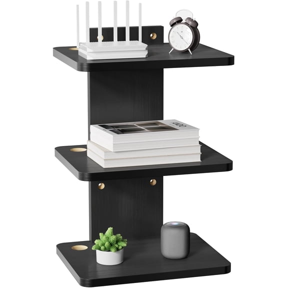 Floating TV Shelf, 3 Tier Projector Shelf for DVD Players, Routers, Game Consoles, Cable Boxes, Living Room Decor Accessories, Wall Mount Shelves Holds Up to 22lbs
