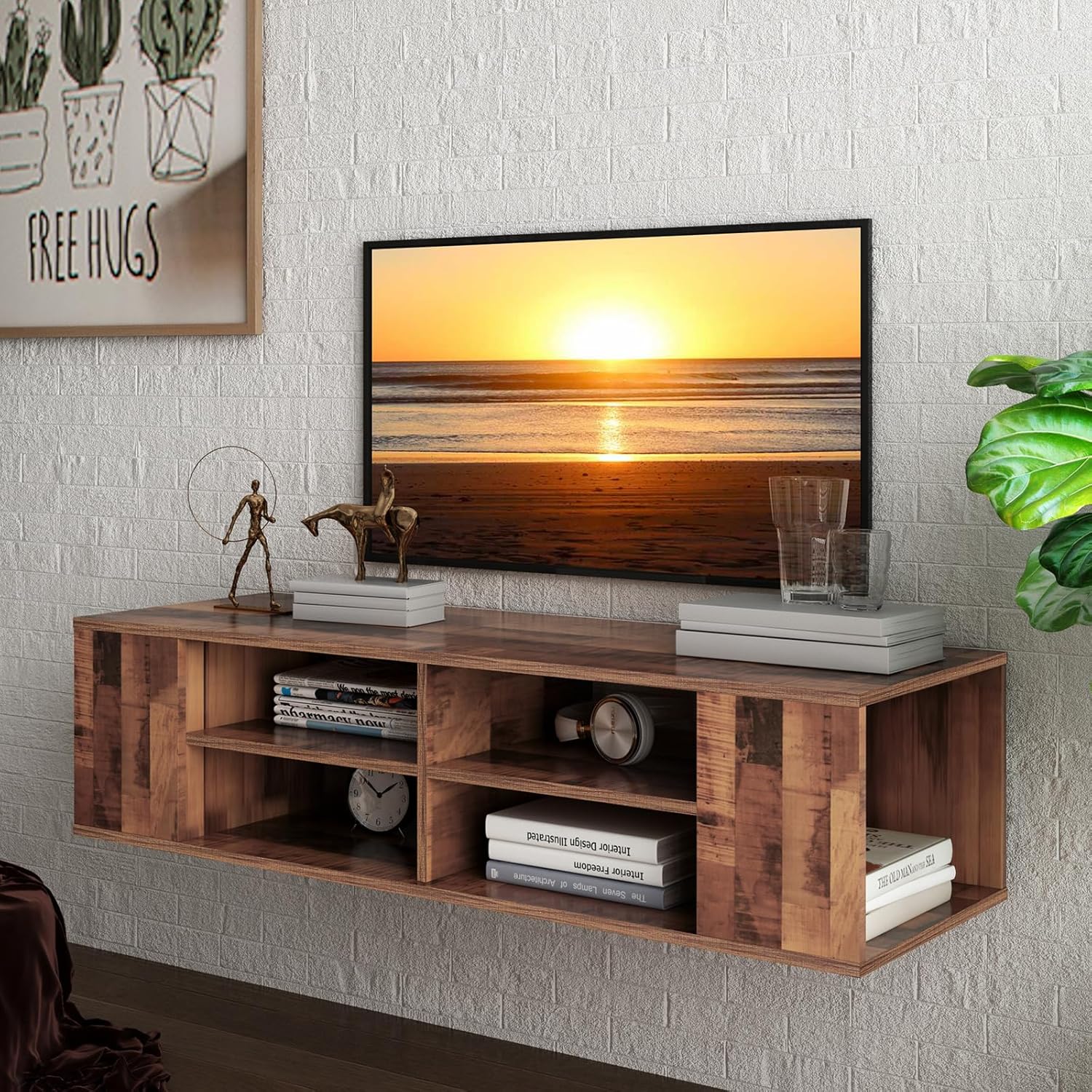 Floating TV Shelf, 47'' Wall Mounted Floating TV Stand Unit Media
