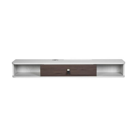 Floating TV Stand 47 inch, Wall Mount Entertainment Center with Storage, Modern TV Shelf for DVD Player, Cable Box, White