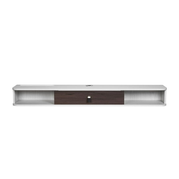 Floating TV Stand 55 Inch, Wall Mount Entertainment Center with Storage, Modern TV Shelf for DVD, Cable Box, Router, White