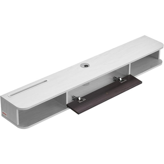 White Floating TV Stand 55 Inch, Modern Entertainment Center with Cabinet Storage, Wall Mount TV Shelf for Game Console & Cable Box