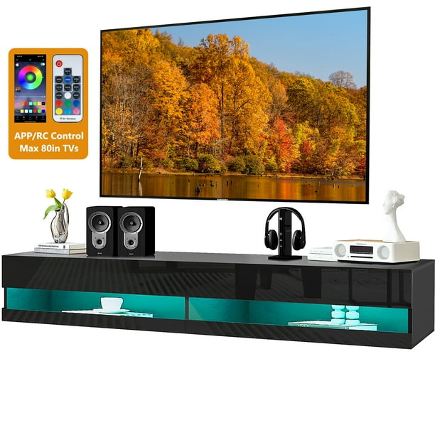 Floating TV Stand for 80 inch TVs, HSUNNS Wall Mounted Floating