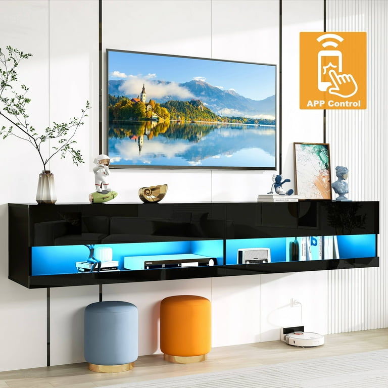 High gloss outlet floating tv cabinet