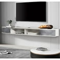 Floating TV Stand with Wall Mounted TV with Door Media Console