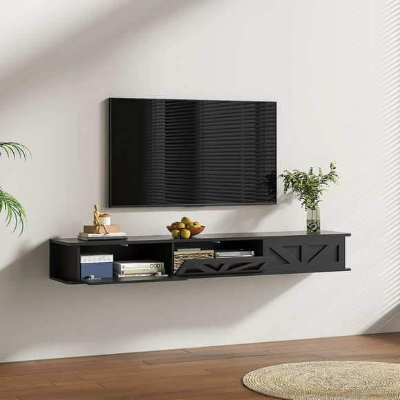 Floating TV Stand, Entertainment Center Media TV Console Shelf and Storage Drawers for Wall for Living Room Bedroom