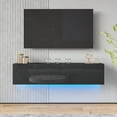 thumbnail image 1 of Hommpa Floating TV Stand with LED Lights 55" Wall Mounted Modern Black Entertainment Center High Gloss TV Cabinet Media Console with Storage & Doors for up to 65 inch TVs, 1 of 12