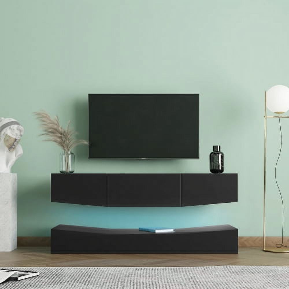 Floating TV Stand with LED Lights Wall Mounted Shelf Entertainment