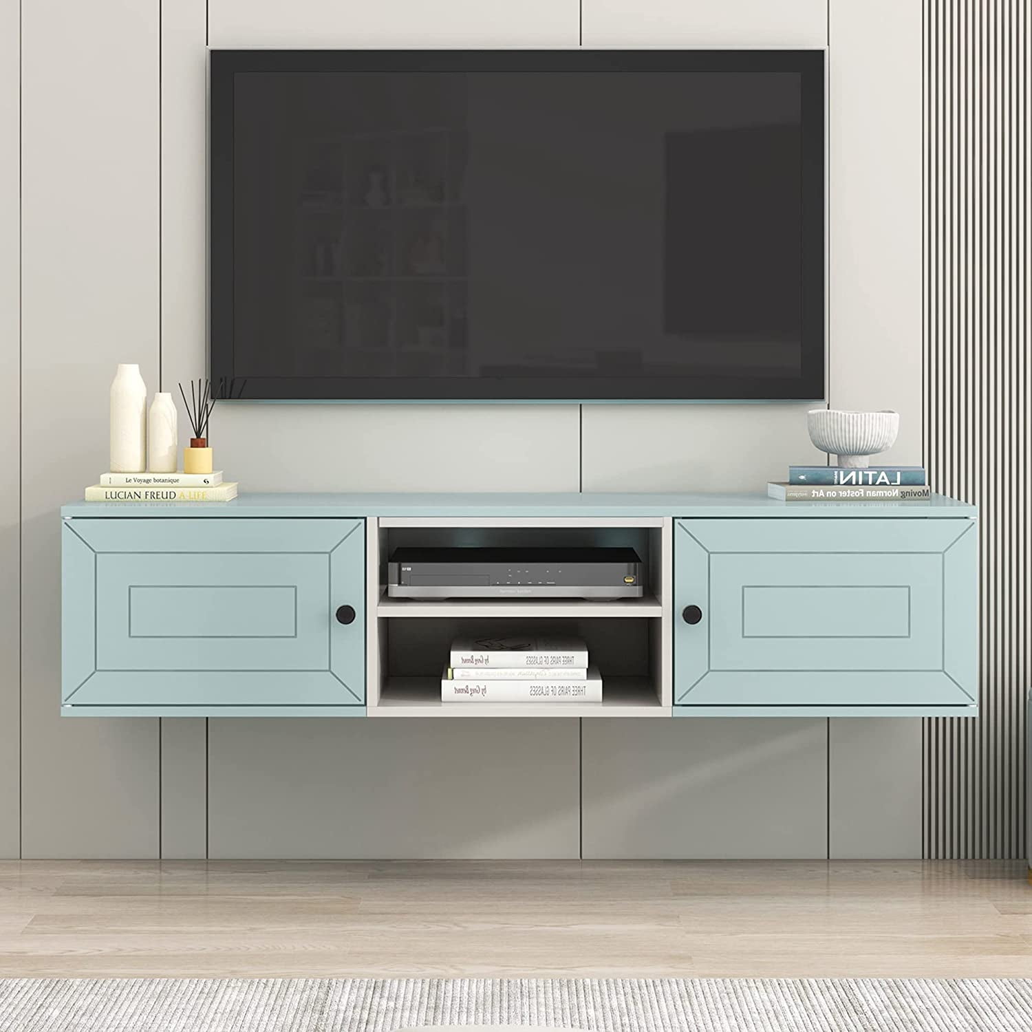 Floating TV Stand with Large Storage Space,60" Wall Mounted TV