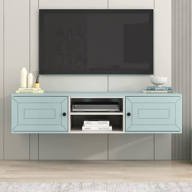 Floating TV Stand with Large Storage Space,60" Wall Mounted TV