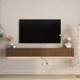 thumbnail image 1 of Floating TV Stand for TVs Up To 75'', High Gloss Top Modern Wall Mounted TV Stand with with Led Lights, Power Outlet, 4 Cabinets, Floating TV Cabinet Entertainment Center for Living Room, 1 of 7