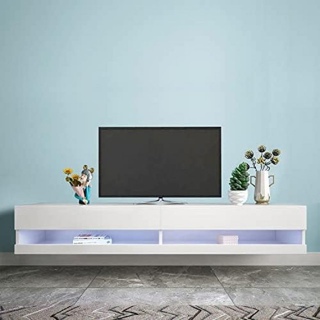 Floating TV Stand Wall Mounted with LED for 50 55 60 65 70 75 Inch TV