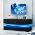 thumbnail image 1 of Floating TV Stand Wall Mounted with LED Lights, Floating Entertainment Center for TVs Up to 55 inch, Modern High Gloss Floating TV Console for Living Room, Bedroom, Black, 1 of 9